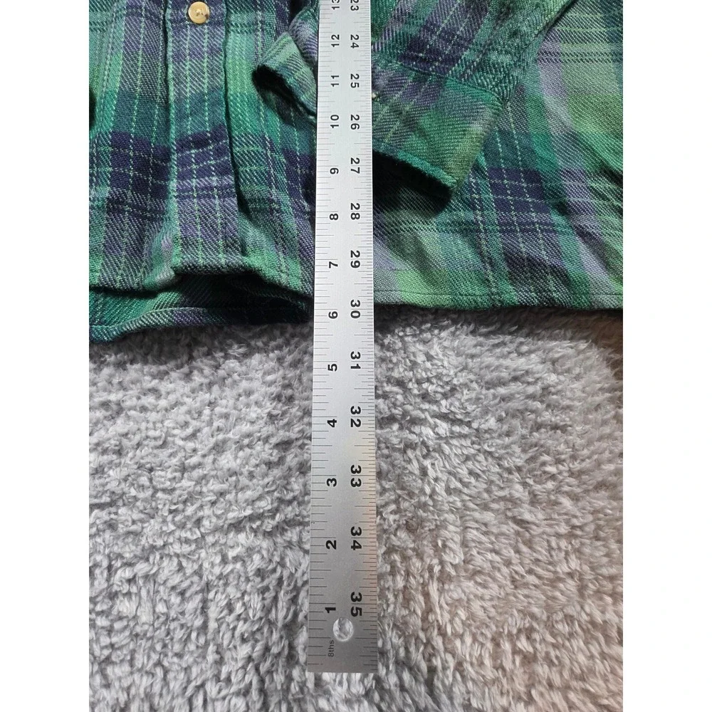 John Blair Flannel Shirt Jacket XL Green Plaid‎ Mens Quilted Lined B05100